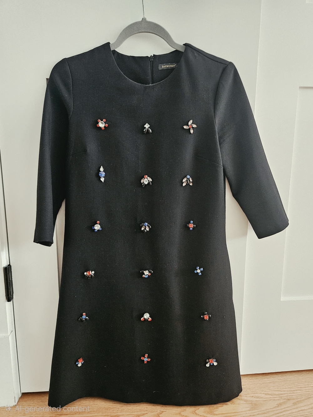 kate spade Black Mini Shift Dress with Multicolor Jewel Accents